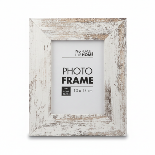 Medium Density Fibreboard White Picture Frame with Distressed Finish (13 x 18 cm)