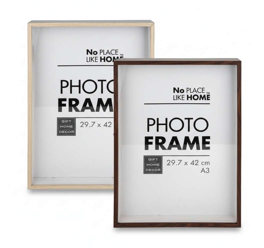 A3 Wooden Shadow Box Frame. Glass Front - 29.7 x 42 cm