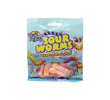 Sweet Gummy Sour Worms - Pack of 6 - 90 g Each