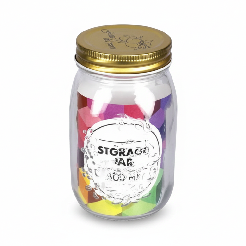 Embossed Glass Storage Jar - 500 ml - 7.5 x 13 cm