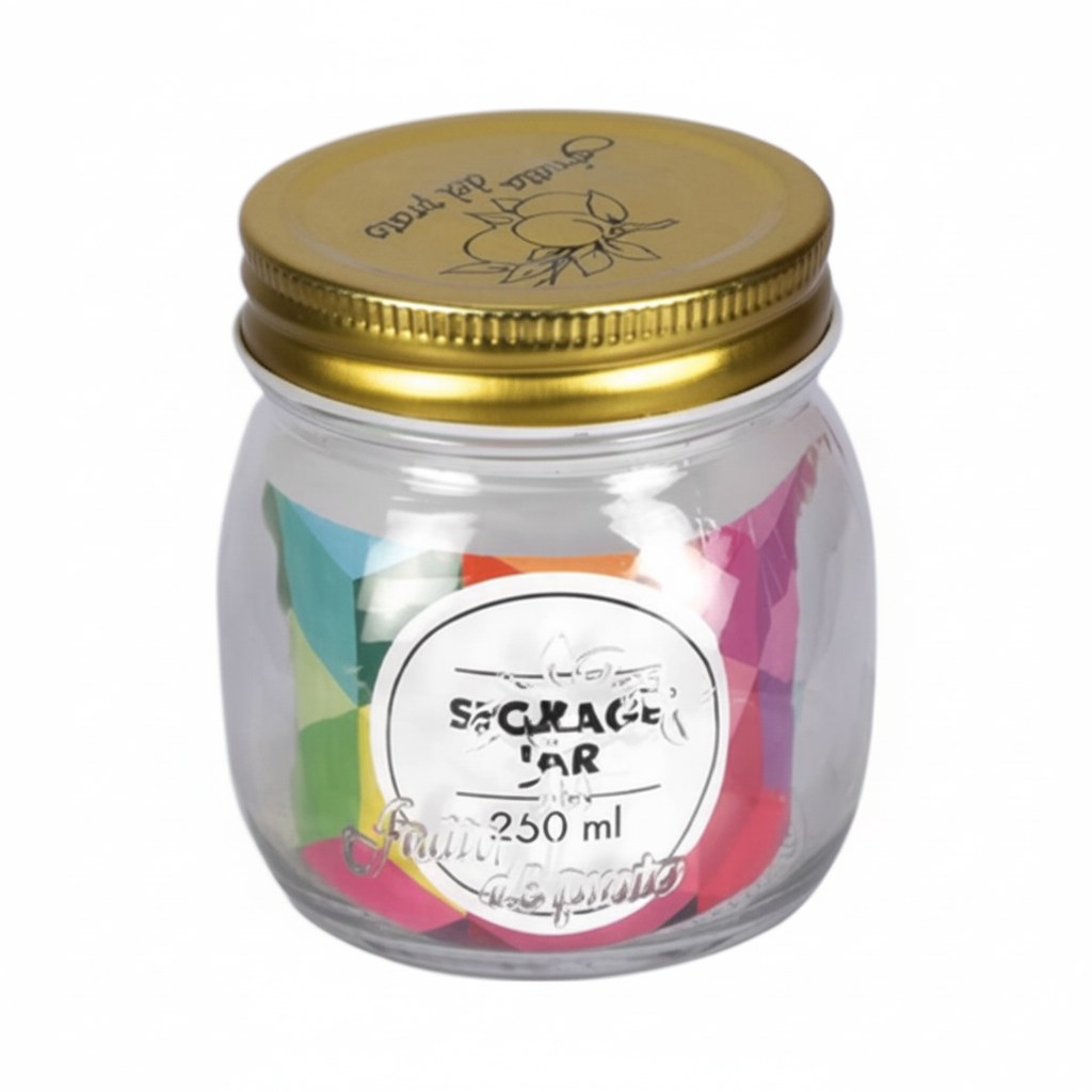 Embossed Glass Storage Jar (250 ml - 7.5 x 9 cm)