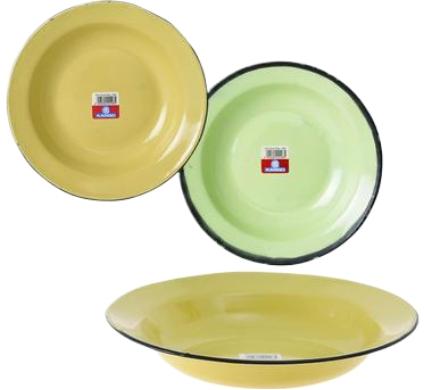 Plate Enamel - 22 cm - Plain Soup - Assorted