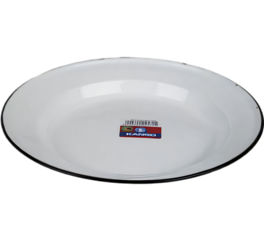 White Enamel Soup Plate (24 cm) - Assorted