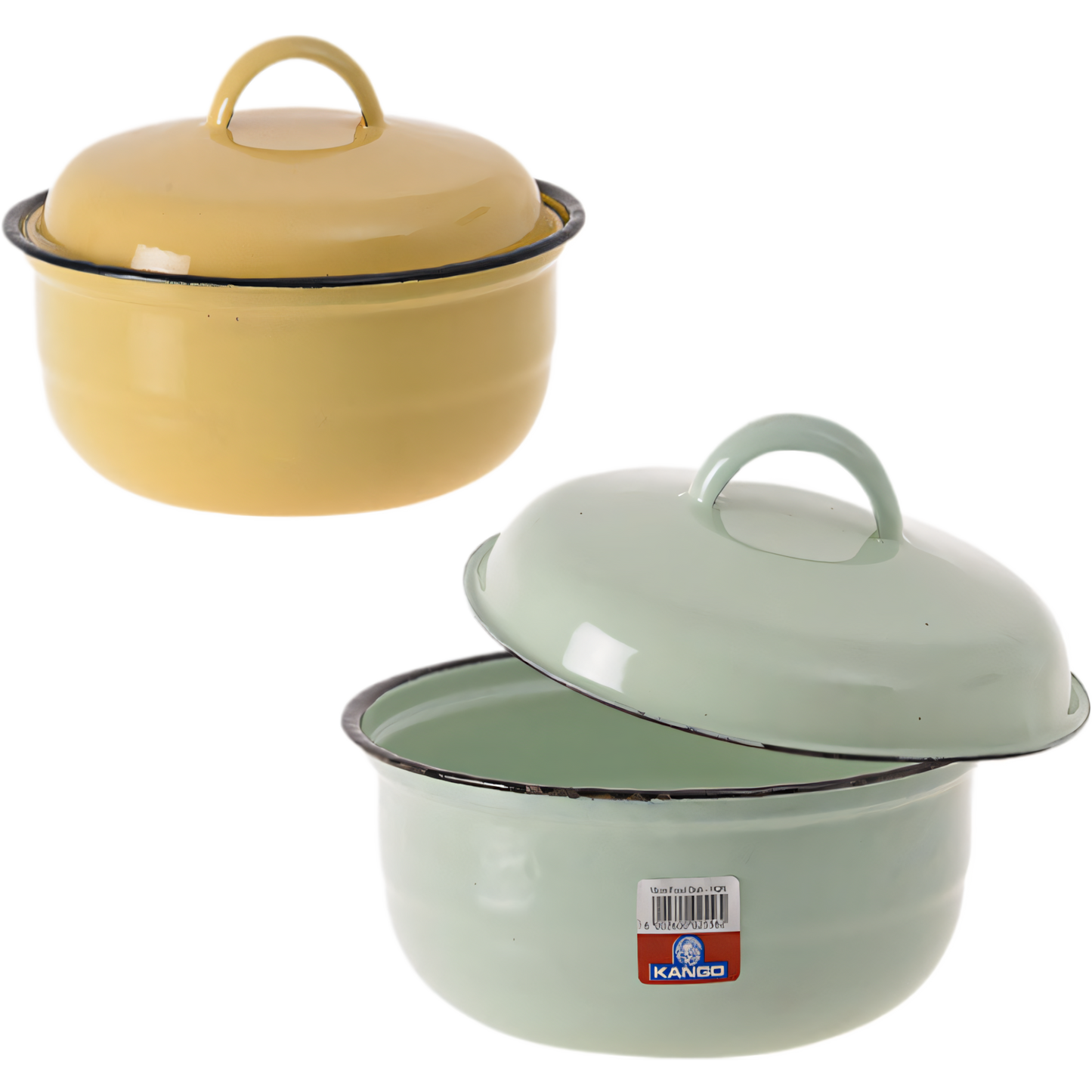 Plain Enamel Food Dish with Lid, Assorted (18 cm)