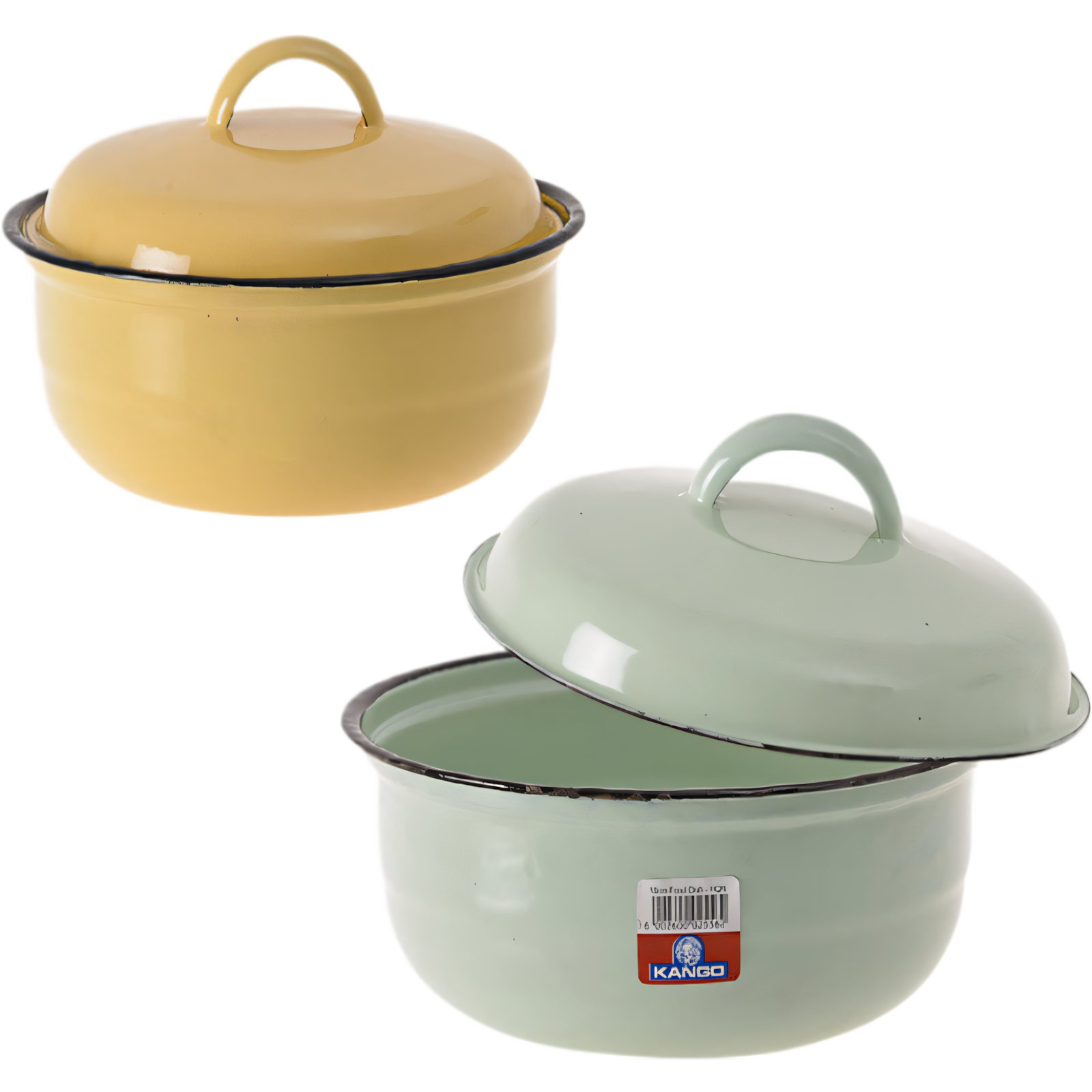 Plain Enamel Food Dish with Lid, Assorted (18 cm)