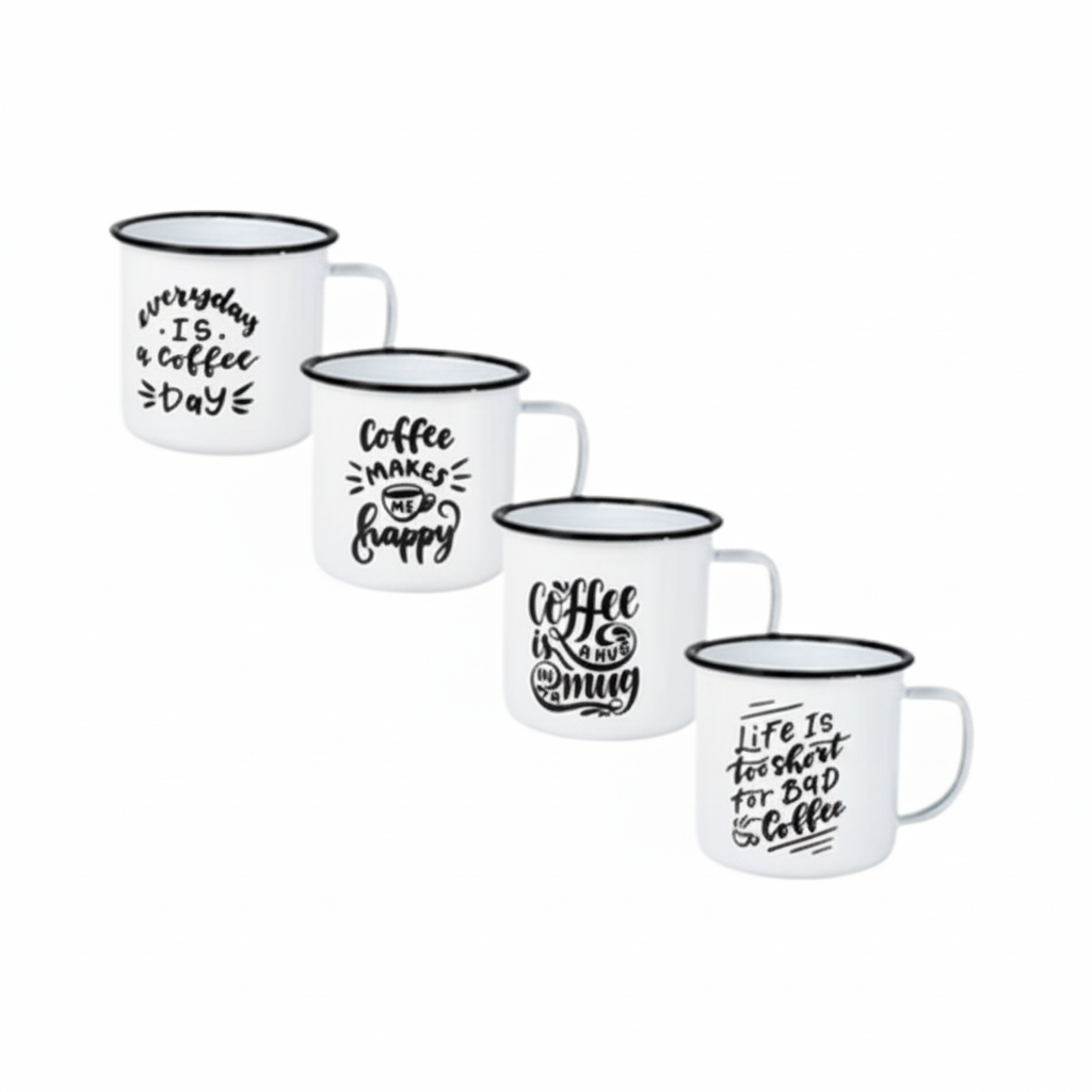 Enamel Mug - 8 cm - With Sayings - Assorted Designs