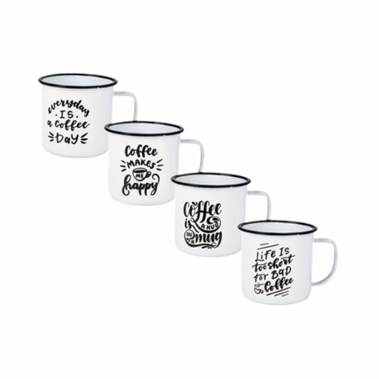 Enamel Mug - 8 cm - With Sayings - Assorted Designs