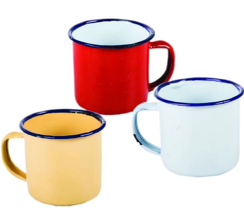 Small Enamel Mug in Plain Colours, Bulk Pack of 12 (6 cm)