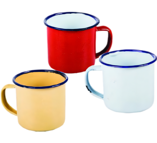 Small Enamel Mug in Plain Colours, Bulk Pack of 12 (6 cm)