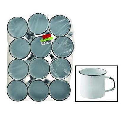 Enamel Mug - Bulk Pack of 12 - 8 cm - White
