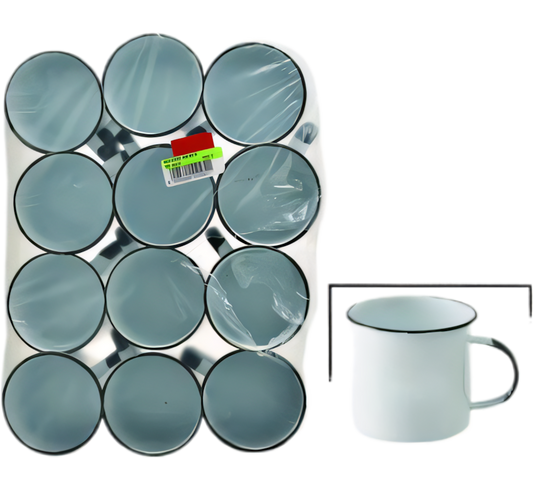 Enamel Mug - Bulk Pack of 12 - 8 cm - White