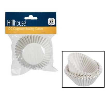 White Paper Baking Cups - 100 Pack - Medium Size