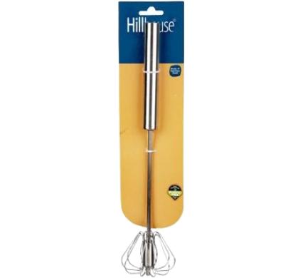 Egg Whisk Stainless Steel - Rotary Push - 30 cm