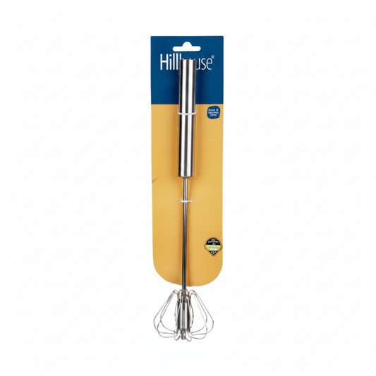 Egg Whisk Stainless Steel - Rotary Push - 30 cm