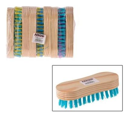 Scrubbing Brush with Wooden Back - Bulk Pack of 6 - 15 cm