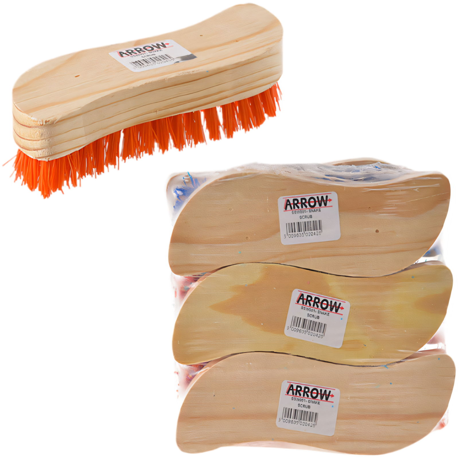 Wooden Back Scrubbing Brush with S Shape (19 cm) - Bulk Pack of 6