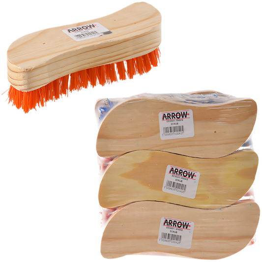 Wooden Back Scrubbing Brush with S Shape (19 cm) - Bulk Pack of 6