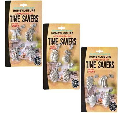 Home and Leisure Tablecloth Clamps - Card of 4 - Assorted Designs