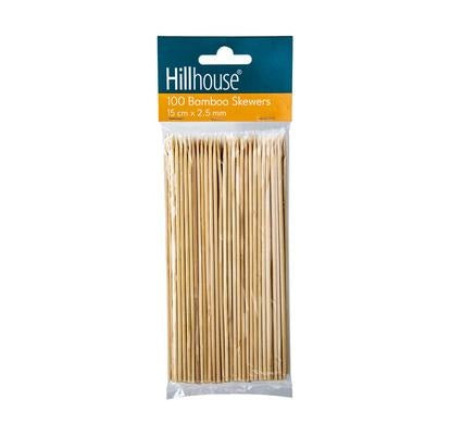 Bamboo Skewers Bulk Pack - 2.5 mm x 15 cm - 100 Pieces per Pack - 10 Packs