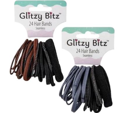 Hair Band Elastic - 24 Pieces - No Join - Assorted Dark Colors