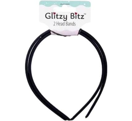 Black or Navy Fabric Covered Alice Bands - 2 Pieces