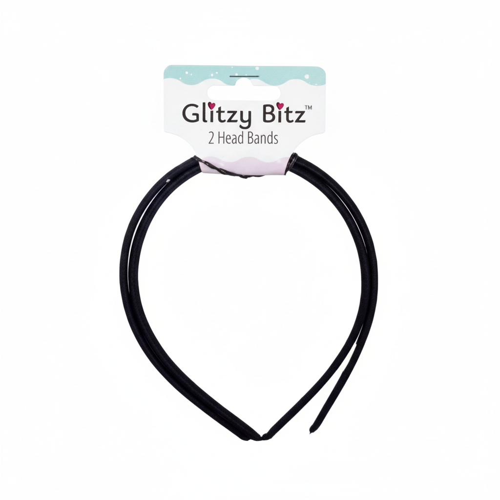 Black or Navy Fabric Covered Alice Bands - 2 Pieces