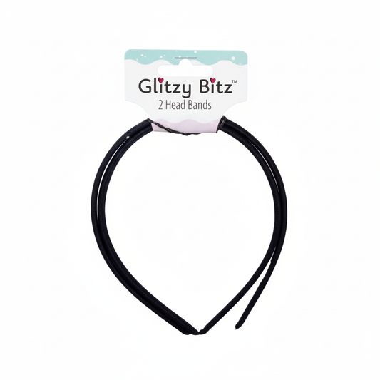 Black or Navy Fabric Covered Alice Bands - 2 Pieces