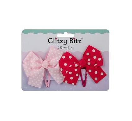 Hair Pins - 2 Piece Bows - 5 cm Snap Clips