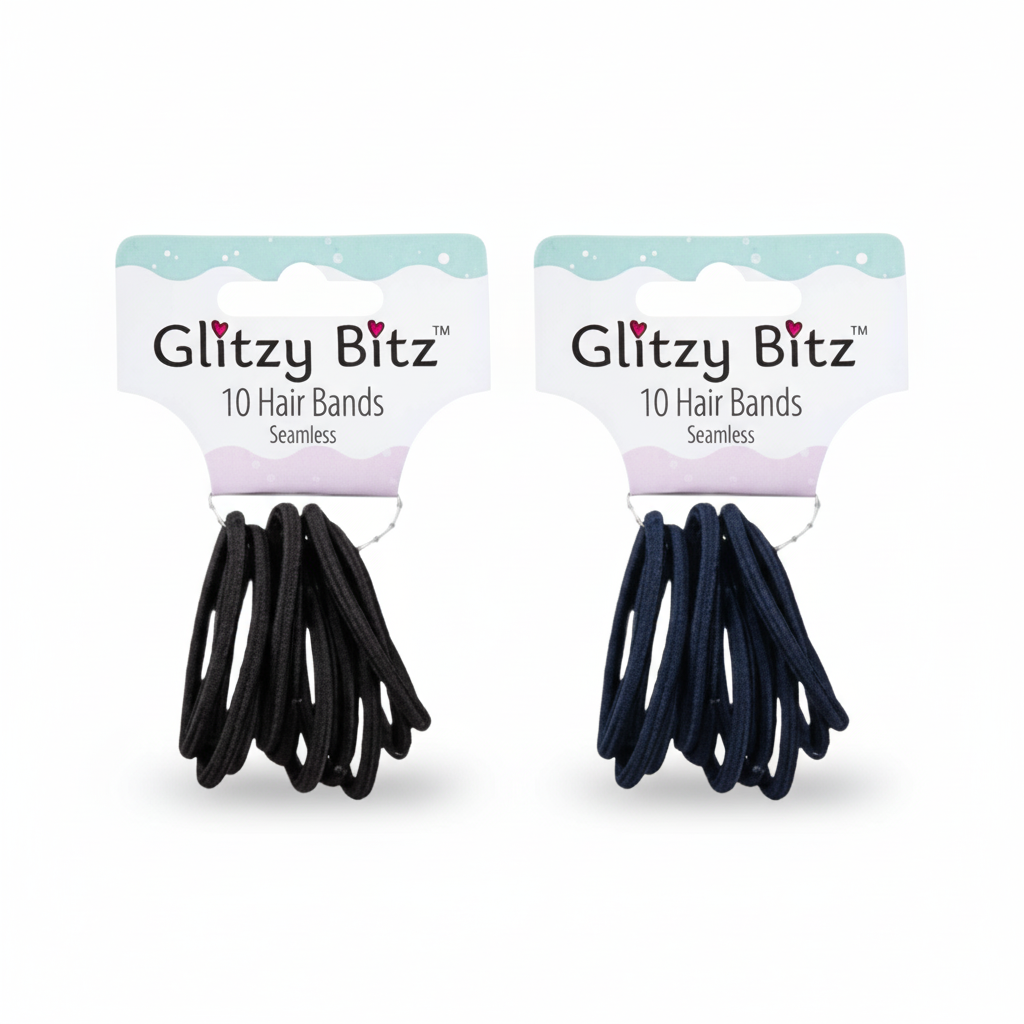 Elastic Hair Band in Black, Navy, or Various Colours (10 Pieces)