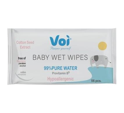 Voi Wet Wipes - 56 Pieces - 16 x 19 cm - 99 Percent Water