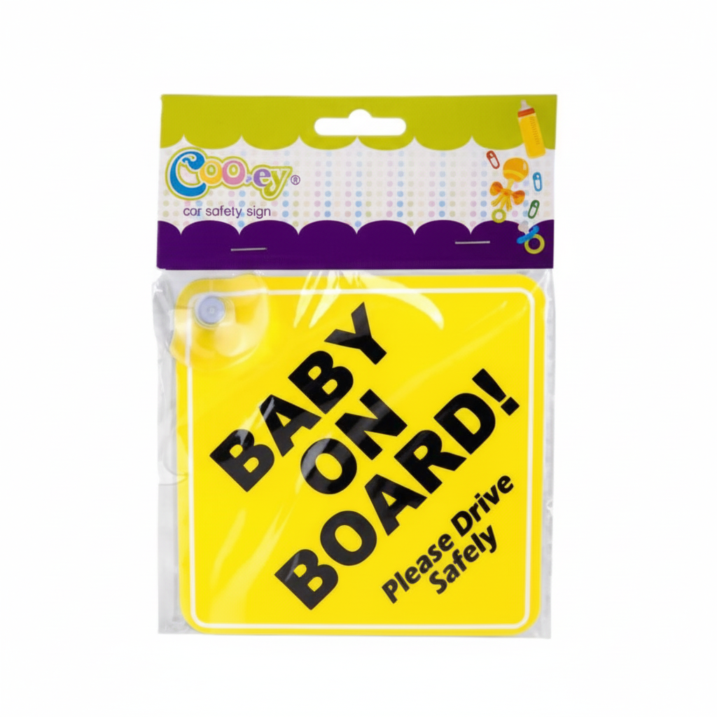 Baby On Board Car Safety Sign With Suction Disc