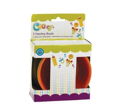 Cooey Set of 3 Feeding Bowls and Lids - Microwave Safe - Freezer Safe - BPA Free
