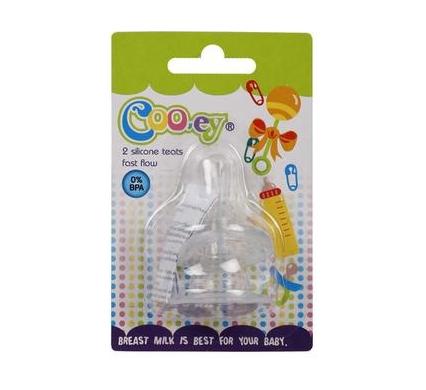 Cooey Silicone Teats - Fast Flow - Pack of 2 - BPA Free