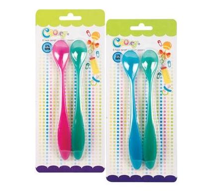 Cooey Heat Sensitive Plastic Spoons - Card of 2 - BPA Free