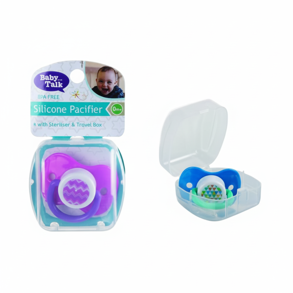 Silicone Baby Soother in Holder - Various Colours