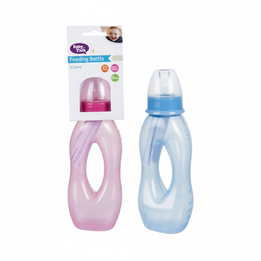 Plastic Baby Feeding Bottle with Bagel Design in Various Colours (250 ml)
