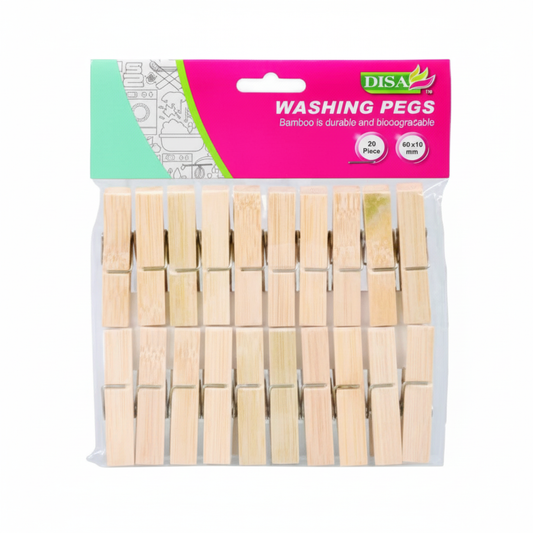 Bamboo Clothes Pegs - Pack of 20 (60 mm)