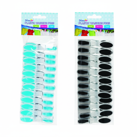 Plastic Clothes Pegs - 80 mm - Pack of 12