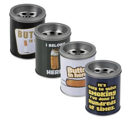 Tin Tub Ashtray - 10 cm - Assorted Designs