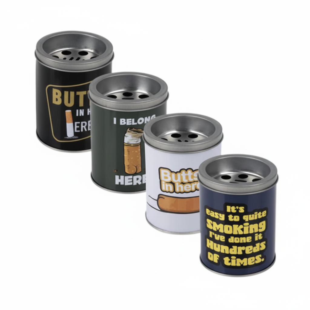 Tin Tub Ashtray with Assorted Designs (10 cm)