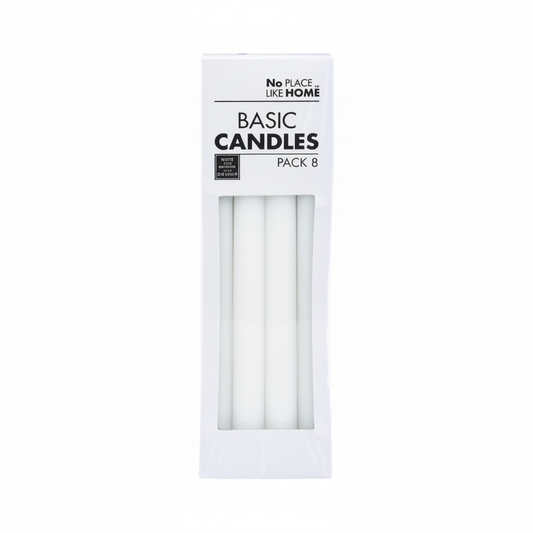 Long Candle - 8 Pieces - 22.5 cm - White
