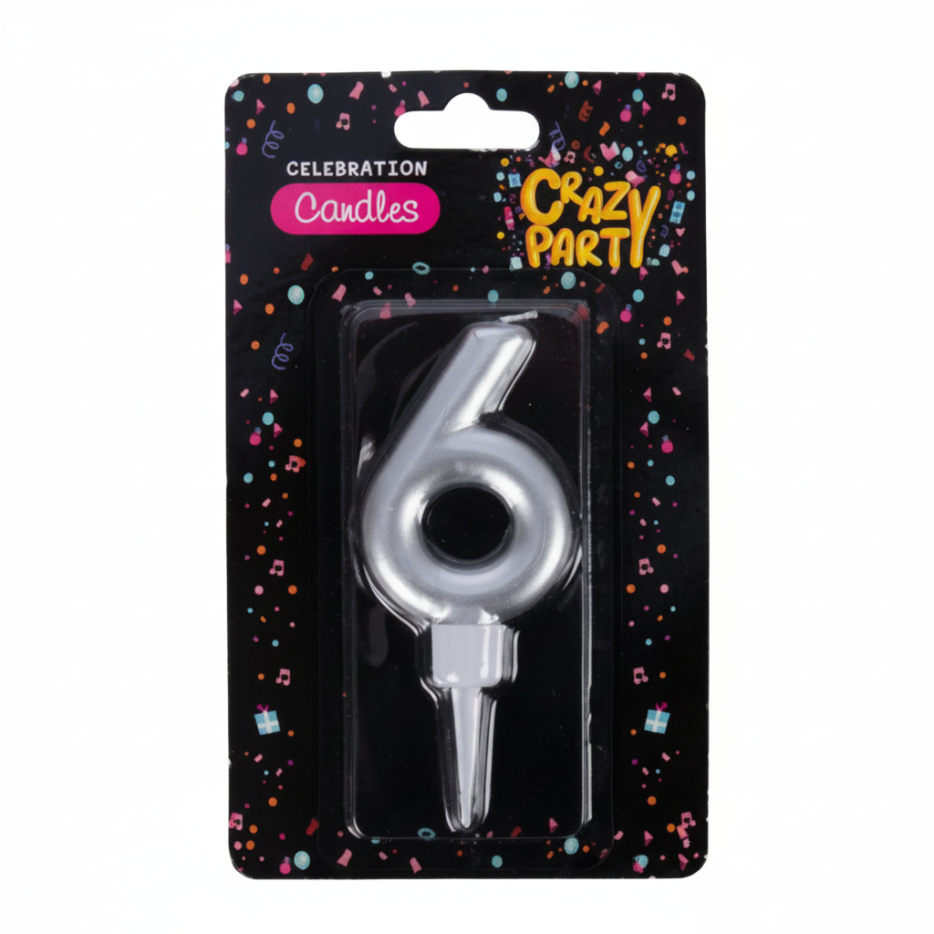 Foil Number 6 Birthday Candle (Large)