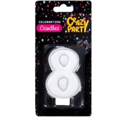 Single Birthday Candle in Silver - Number 8