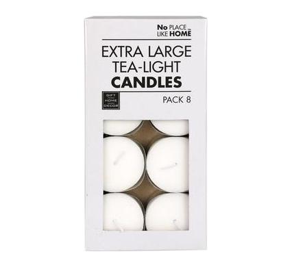Large White Tea Light Candles - 5 cm - Box of 8