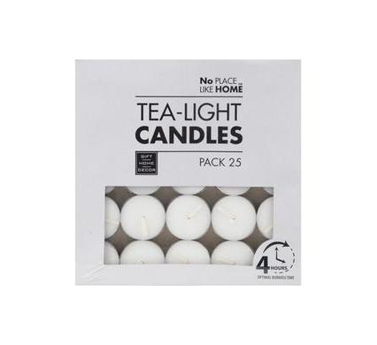 Tea Light Candles - 3.5 cm - Box of 25 White Candles