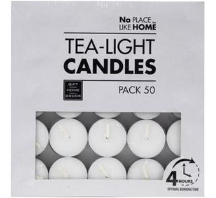 White Tea Light Candles - 3.5 cm - Box of 50 White Candles