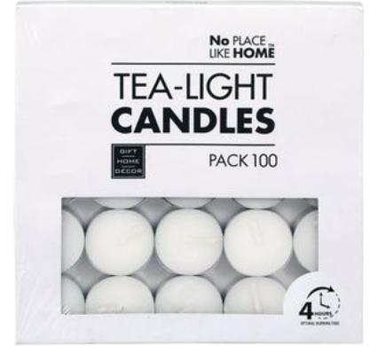 White Tea Light Candles - 3.5 cm - Box of 100 White Candles