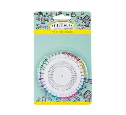 Pearlized Pins on Wheel - Sewing and Craft Pins