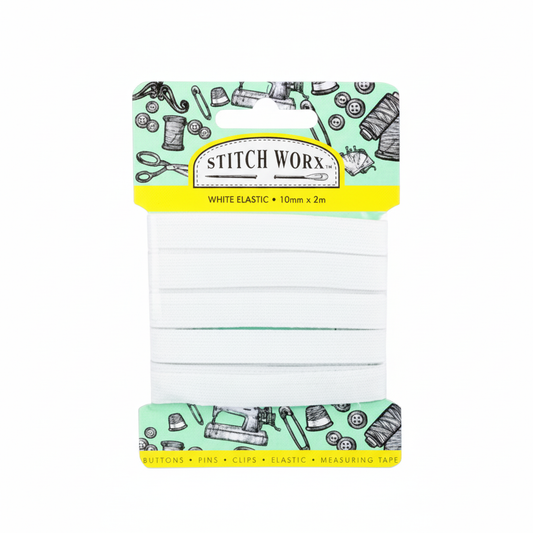 White Elastic - 10 mm x 2 m - Carded