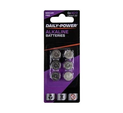 Daily Power Alkaline Button Battery - 1.5 V - Card of 6 Batteries